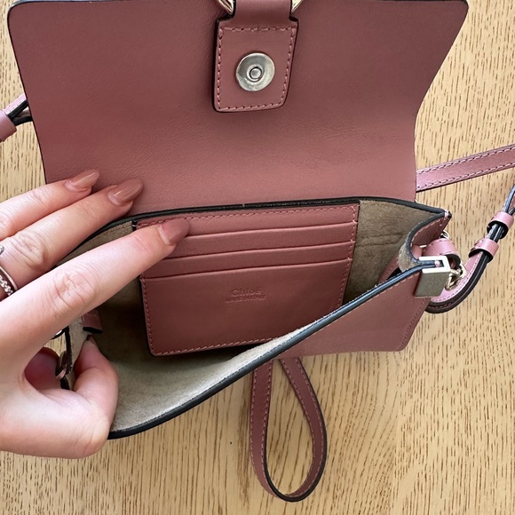 CHLOE Suede Calfskin Mini Faye Shoulder Bag in Rose - Picture 4 of 5